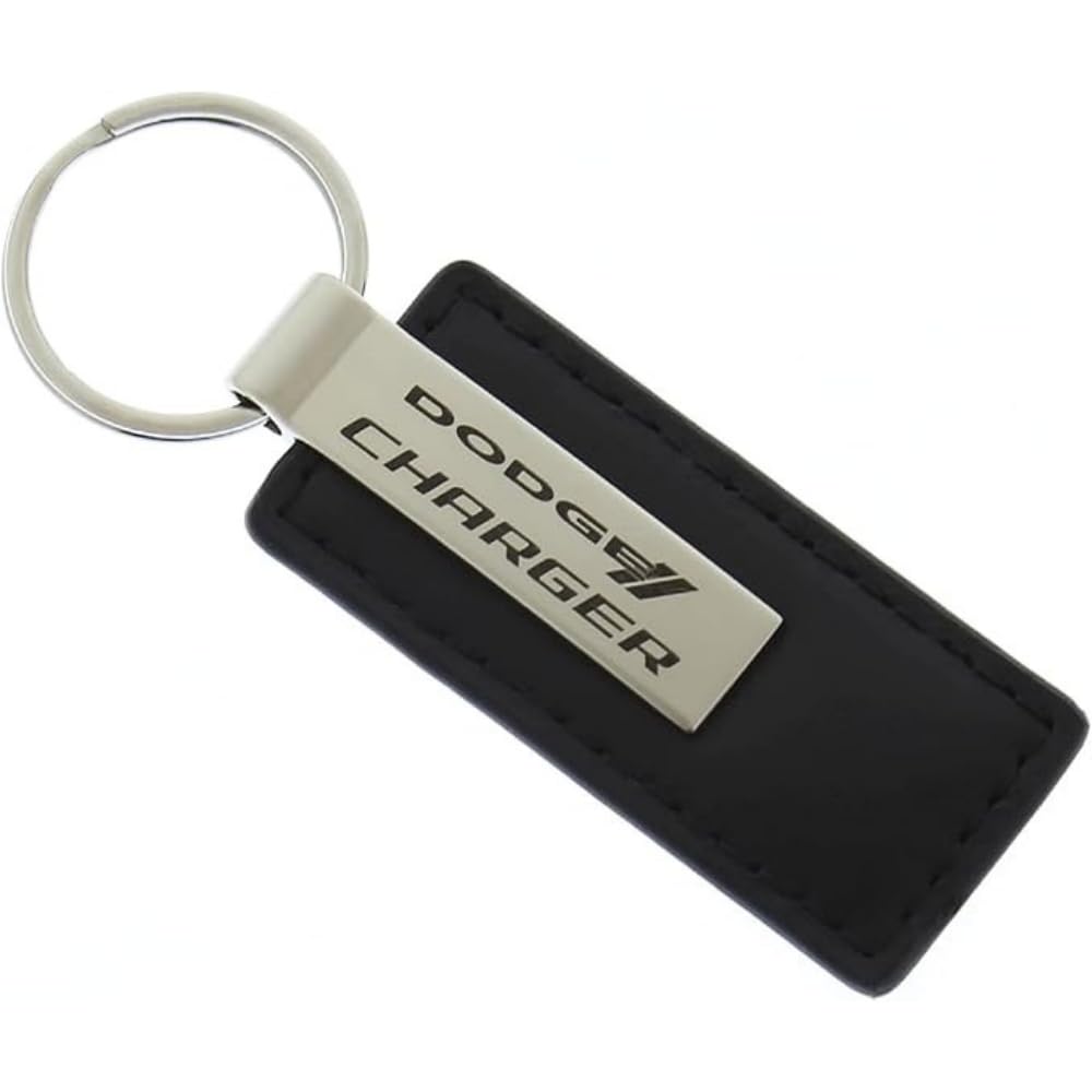 AU-TOMOTIVE GOLD, INC. Officially Licensed Black Leather Key Fob for Dodge Charger