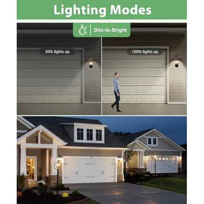 Goodeco Solar Barn Lights for Outside - 2 Pack Outdoor Lights with Motion Sensor, 4 High Efficiency Solar Panels, Warm White Edison LED Bulb for Chicken Coop, Porch, Barn, Shed, Garden (Black)