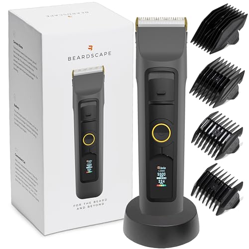Brio Beardscape V2 Beard Trimmer for Men Professional with Low Friction Ceramic Blade, Cordless Professional Hair Trimmer for Barbers with 4 Hrs of Long Battery Timing, Ideal for Beard & Body (Black)