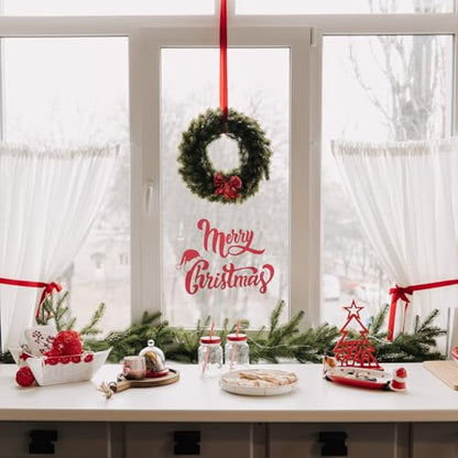 ULTNICE Merry Christmas Wall Sticker, Peel and Stick Christmas Tree Wall Decal Removable Snowflake Wallpaper for Christmas Party Supplies