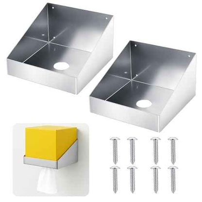 Blulu Set of 2 Rag in a Box Wall Mount Aluminum Dispenser Holder Storage Rack Organizer for Enclosed Race Trailer, Shop, Garage Storage, Silver, 9.7'' L x 9.7'' W x 6'' H