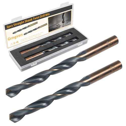 8mm Straight Shank Drill Bits 2pcs 4341 High-Speed Stee Black and Gold Finish for Copper Stainless Steel Alloy Metal Wood Plastic