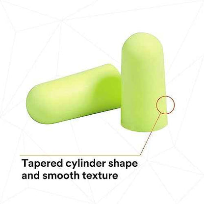 3M Ear Plugs, E-A-Rsoft Yellow Neons 315-1250, 200 Pair of Disposable Earplugs, Pairs Individually Wrapped, Regular Size, Uncorded, 33 NRR, Tapered Cylinder Shape, Slow Recovery Foam