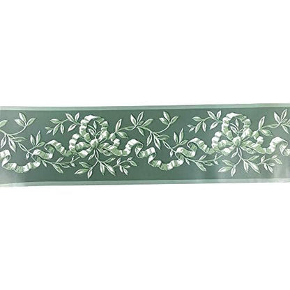 REDODECO Green Floral Pattern Molding Peel Stick Wall Border for Home Decor Bathroom Kitchen Wallpaper,4 inch by 32.8 feet