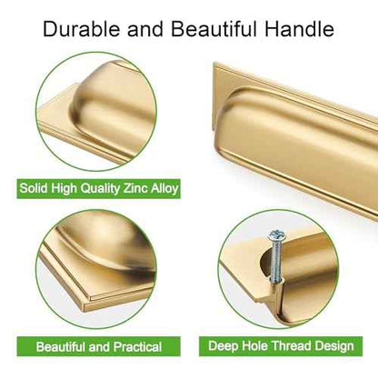 SAILING 10 Pack Cabinet Cup Handle- 5"/128mm Champagne Bronze Cabinet Cup Pulls Cabinet Handles Kitchen Hardware Bathroom Living Room Drawer pulls