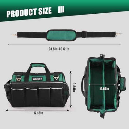 Heavy Duty Tool Bag 17.13 In, 24-Pocket Portable Tool Bag Organizer, Wide Opening & Large Capacity Tool Bags for Men, Applicable to Electrician,HVAC technicians,Christmas Gifts Men(By ?WMEEII)