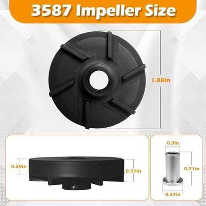 3587 Magnetic Impeller, 3220 Bearing Housing Compatible with Grindmaster Crathco Beverage Dispensers, Fits Models D15, D155, D25, D255, D35, D355 (3 Pack)