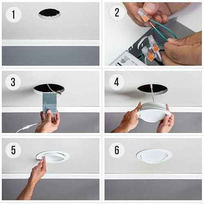 PROCURU [4-Pack] 6-Inch Gimbal Heavy Duty 12W (7" Trim) LED 2700K-6000K 5CCT Adjustable, Rotate & Swivel Ultra-Thin Recessed Ceiling Downlight, Dimmable, AirTight IC Rated (VGB6-5W3-4P)