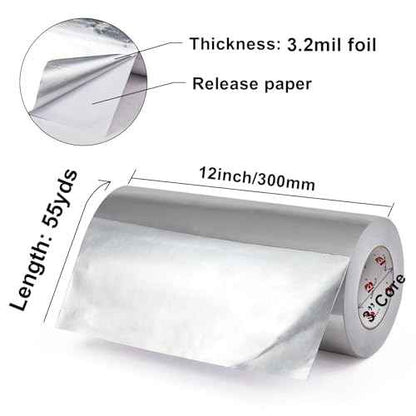BOMEI PACK Aluminum Foil Tape,Heavy Duty Metal Duct Tape,High Temperature Silver Tape,Perfect for Sealing & Patching,HVAC,Air Ducts,Insulation and Metal Repair (12 Inch x 55 Yards)