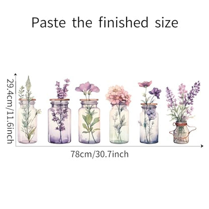 6 Pieces Little Fresh Glass Flower Vase Wall Decals 3D Flower Vase Wall Stickers Wall Decor Wall Art Creative Cuarto Living Dining Bedroom Children's Baby Girls Room Pegatinas para Pared Calcoman?as