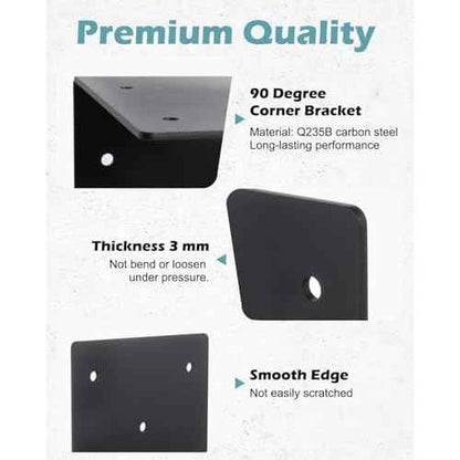 8 pcs 6" x 6" x 5" Heavy Duty Steel Ll Right Angle Bracket, 6x6 Steel Corner Brackets, 90 Degree Timber Post Brackets for 4x4 and 6x6 Post, Wood Shelves, Furnitur