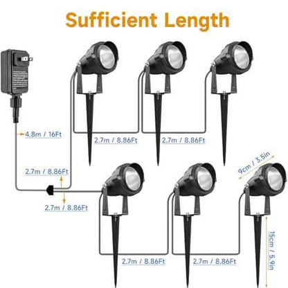 Halloween RGBW Spotlights with Timer, 24W Individual Control Spot Lights Outdoor IP65 Waterproof Landscape Spotlight for Yard Garden, 6 Lights