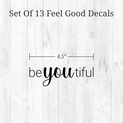 Affirmation Mirror Decals - Set of 6 Black Vinyl Quotes Be Amazing Today | Hello Beautiful | I Look Good | You Look Fabulous Darling Bathroom Mirror Sticker