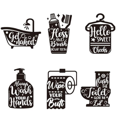 DIY Bathroom Decor Wall Stickers, Bathroom Signs Wall Decals Wall Decor, Easy to Peel and Stick Room Door Signs Art Decal for Kids Bathrooms Home Decoration (Funny Quotes)