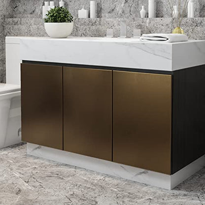 LACHEERY Shimmer Brown Gold Peel and Stick Wallpaper Bronze Metallic Accent Wallpaper Modern Shiny Metal Contact Paper for Kitchen Appliances Waterproof Removable Wall Paper Refrigerator 15.8"x80"