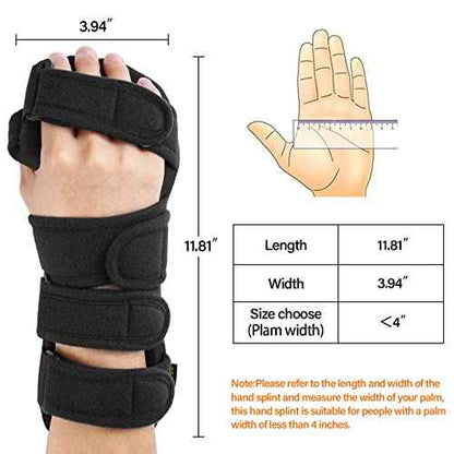 Stroke Resting Hand Splint Right&Left Resting Hand Splint with Finger Separator Functional Night Immobilizer Wrist Finger Brace for Carpel Tunnel Pain,Sprain Fracture,Tendonitis (Left,Black)