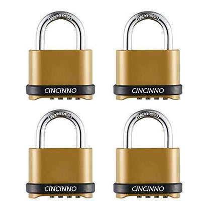 Heavy Duty Weatherproof Combination Lock, 4-Pack Outdoor Combo Lock,Resettable Combination Padlock for Gate,Shed,Storage Unit