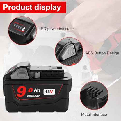 18V 9.0Ah Replacement Battery Compatible with Milwaukee 18V Cordless Tools ? High Capacity Lithium-Ion with Safety Protection (Not Made by Milwaukee)
