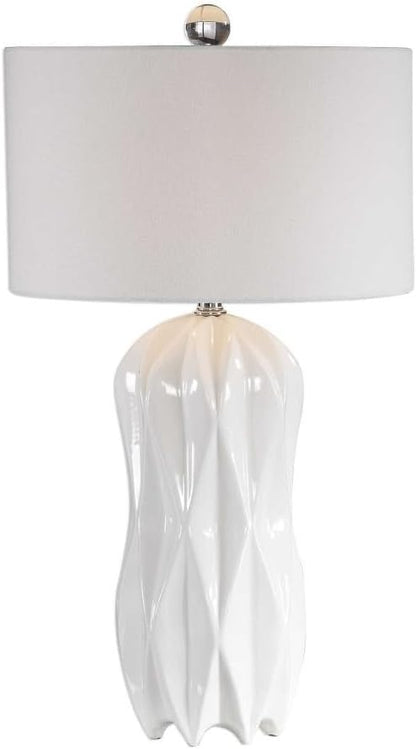 Uttermost Malena Glossy White Glaze Ceramic Table Lamp