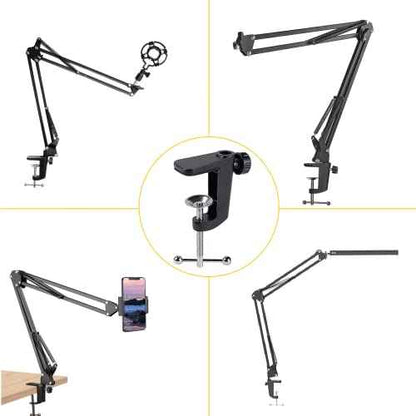 Replacement Aluminum Alloy Universal Bracket Adjustable C-Clamp Desk Light Mounting Bracket Cantilever Bracket for Microphone Arm and Desktop Table Lamp