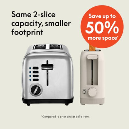 bella 2 Slice Slim Toaster, Fits-anywhere™ Kitchenware, 6 Setting Shade Control with Reheat & Cancel Buttons, Fits sourdough, 10” Long Slot, Anti Jam & Auto Shutoff, 900 Watt, Surf