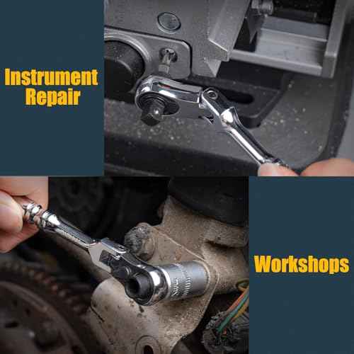 1/4" Ratchet Wrench, 72-Tooth Flex Head Ratchet for Ultra Tight Spots - Socket & Bit Driver, Chrome finish, 2-IN-1 Pocket Mini Ratchet for Engine Bays, Seat Rails, Bike Bodywork | 4.5" Long