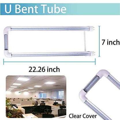 4 Pack T8 U Bend LED Tube Light,LED U Shaped Bulbs,Shop Light,Office Light 2x2FT 24W(50W Equivalent),6000K Daylight White,G13 Base Dual-End Powered,Ballast Bypass,LED Bulb Clear Cover 100-277V