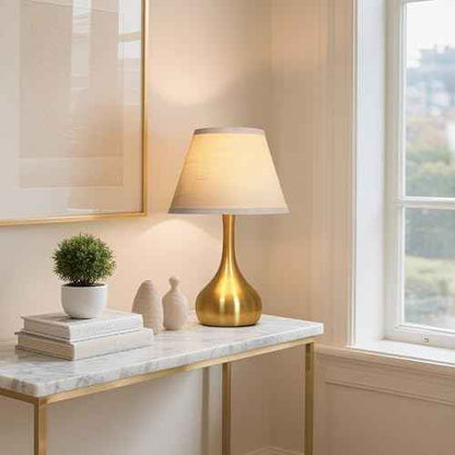Touch Table Lamp for Bedroom Set of 2, 3-Way Dimmable Bedside Lamp for Nightstand, 17¡± Modern Metal Desk Lamp with Linen Shade for Living Room, Kids Reading, Dorm, Home Office Decor, Bulb Included
