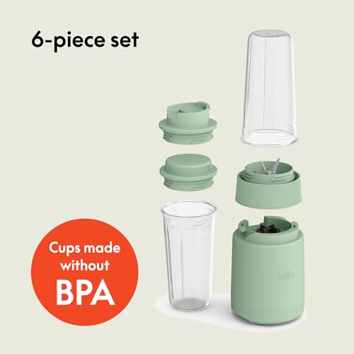 bella 6 Pcs Portable Rocket Blender, Juicer & Smoothie Maker, Press & Twist Design, EverGood™ & BPA Free Dishwasher Safe Parts, 4 Tip Stainless Steel Blade, Cord Wrap, 240 Watt Motor, Oatmilk