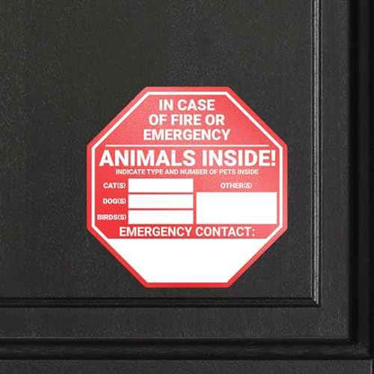 Pet Rescue Sticker Fire Safety - 4 Pack of Window Door Stickers - Save Our Pets Emergency Pet Window Decal - Dog Cat Pet - 3 Animal Rescue Designs to Choose from - 5 Inch Decals (Emergency Stop Sign)