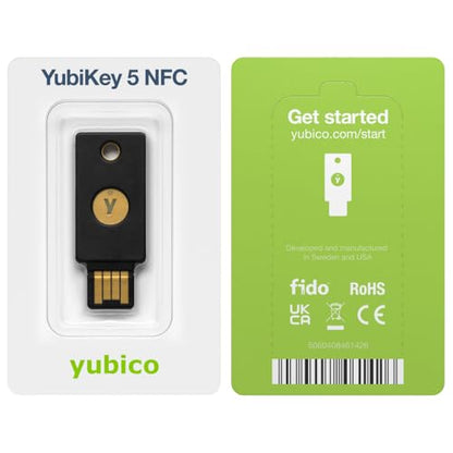 Yubico - YubiKey 5 NFC - Two-Factor authentication (2FA) Security Key, Connect via USB-A or NFC, FIDO Certified - Protect Your Online Accounts