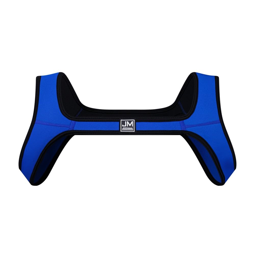 JOCKMAIL Men's Harness Belt Elastic Shoulder Strap Mens Neoprene Harness Mens Crop Top Chest Muscle Harness (US, Alpha, Small, Medium, Regular, Regular, Blue)