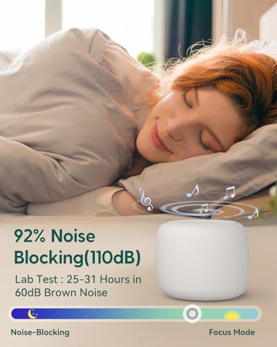 Babelio White Noise Sound Machine for Adults Kids Baby, Travel Sound Machine for Sleep, Mini and Portable, 15 Non-looping Sounds, Timer, Memory Function, Easy to Pocket and Travel White
