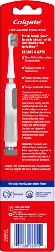 Colgate 360 Vibrate Charcoal Battery Operated Toothbrush Pack, Soft with 1 AAA Battery Included, Black, 2 Count