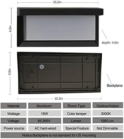 Outdoor Porch Wall Light Modern LED Wall Sconces 18W 3000K Wall Mounted Wall lamp Aluminum Wall Lights fixtures Suitable for Garage, Living Room, Terrace