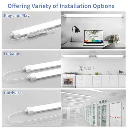 Airand LED Ceiling Light Fixture with Plug, 5FT Triproof LED Tube Lights 45W Linkable Closet Light for Workbench Kitchen Basement Garage Corridor Bathroom Office Overhead Lighting with Plug in Cord