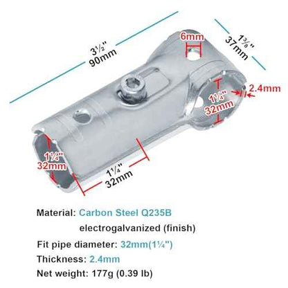 10 Sets T Pipe Clamp Connector for 1-1/4" x 1-1/4" (1.25" OD) Round Tube Frame, Chain Link Fence Tee Clamps, Carbon Steel