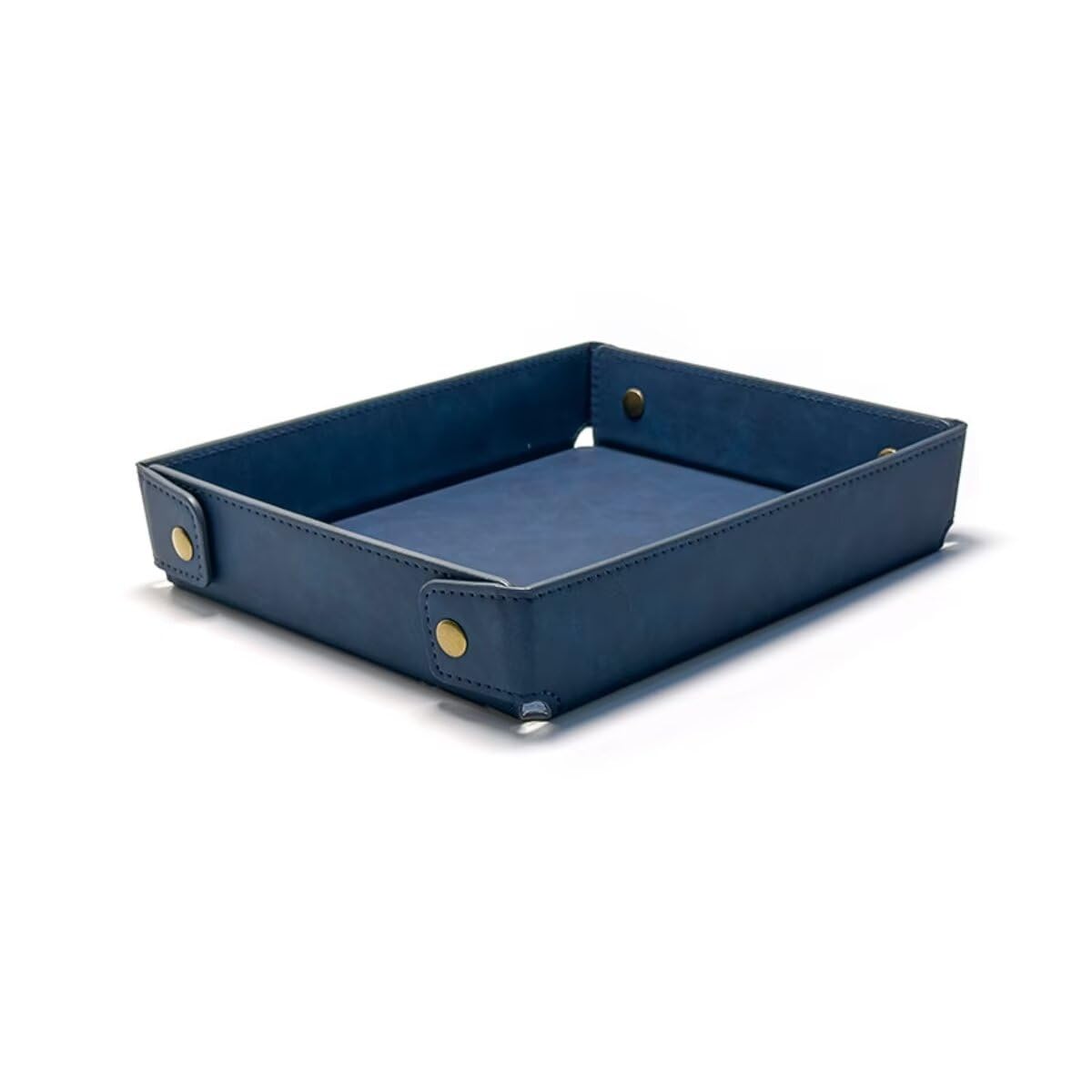 LLmoway PU Leather Organization Trays for Home Nightstand Office Desk Catchall Tray for Entryway Table Key Wallet Watch Phone Dark Blue