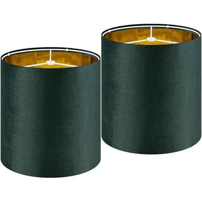 Small Drum Lamp Shades 2 Pack, 10 * 10 * 10 Inch,Luxurious Green Velvet Lamp Shade fit with Spider, Modern Farmhouse Lamp Shades for Wall Lamps&Bedside Lamp Replacement for Bedroom,Required Assembly