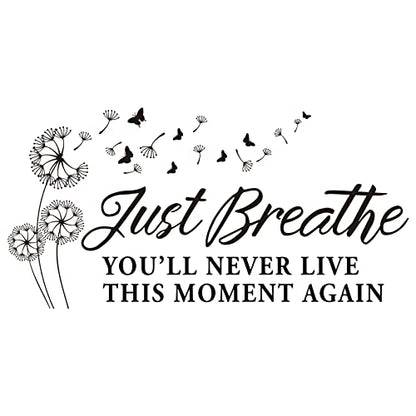 Just Breathe Vinyl Wall Decal Inspirational Wall Sayings Yoga Quotes Decals Wall Art Lettering Home Decor