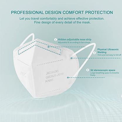 KN95 Face Masks White 20 PCS Individually Wrapped Disposable Breathable 5-Layer Protection Cup Dust Mask