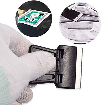 Portable 1.5inch Mini Metal Razor Scraper with 10 Carbon Razor Blades, Putty Knife Set Removing Glue, Stain, Vinyl, Labels, Stickers, Decals, Pack of 2