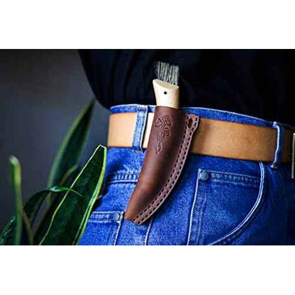 Leather sheath for mushroom knife Opinel is designed to be carried in a pocket, bag on a belt or neck - Y2S