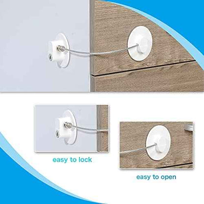 8 Pieces Refrigerator Locks for Children Adults with 10 Keys, Fridge Lock, Freezer Door Safety Cabinet Lock and Child Safety Cabinet Locks with Strong Adhesive (White)