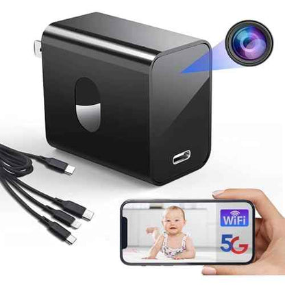 4K Nanny Camera Supports 2.4G&5G WiFi, Mini Hidden Camera Charger with Motion Detection, Night Version, Nanny Cam Hidden Camera, Small Hidden Camera Wireless Security Camera with Motion Detection