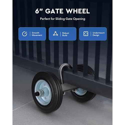 CO-Z 6" Heavy Duty Sliding Gate Wheel for Metal Tube, 600 lb Capacity Chain Link Fence, Undermount Rolling Carrier, Double Wheels, 2Pcs