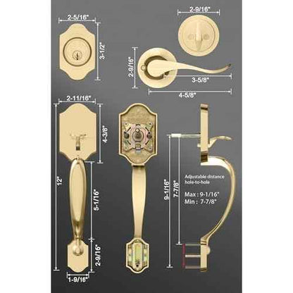 goldenwarm Front Door Handle and Deadbolt Set, Gold Front Door Lock Set with Reversible Handle Lever, Classic Brass Front Door Hardware, Front Door Handles and Locks