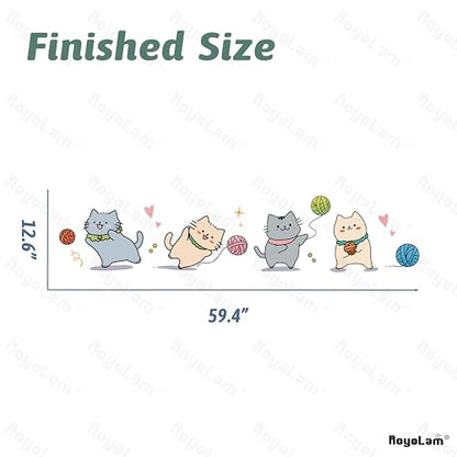 Cartoon Cute Cat Wall Stickers for Nursery Kitten Playing with Yarn Ball Wall Stickers for Kid Girl Baby Room Stickers Peel and Stick Wall Art Home Decor Living Room Bedroom Bathroom