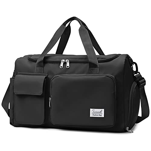 Suruid Travel Duffel Bag with Shoes Compartment Sports Gym Bag with Dry Wet Separated Pocket for Men and Women, Overnight Bag Weekender Bag Training Handbag Yoga Bag - Olive Green