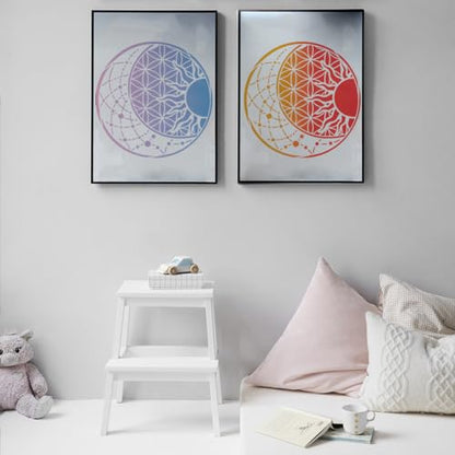 INFUNLY Sun Stencil Flower of Life Mandala Stencil Reusable Stencils for Painting DIY Decorative Stencil Template Flower Stencils Art Templates for Canvas Crafts Wood Wall Furniture